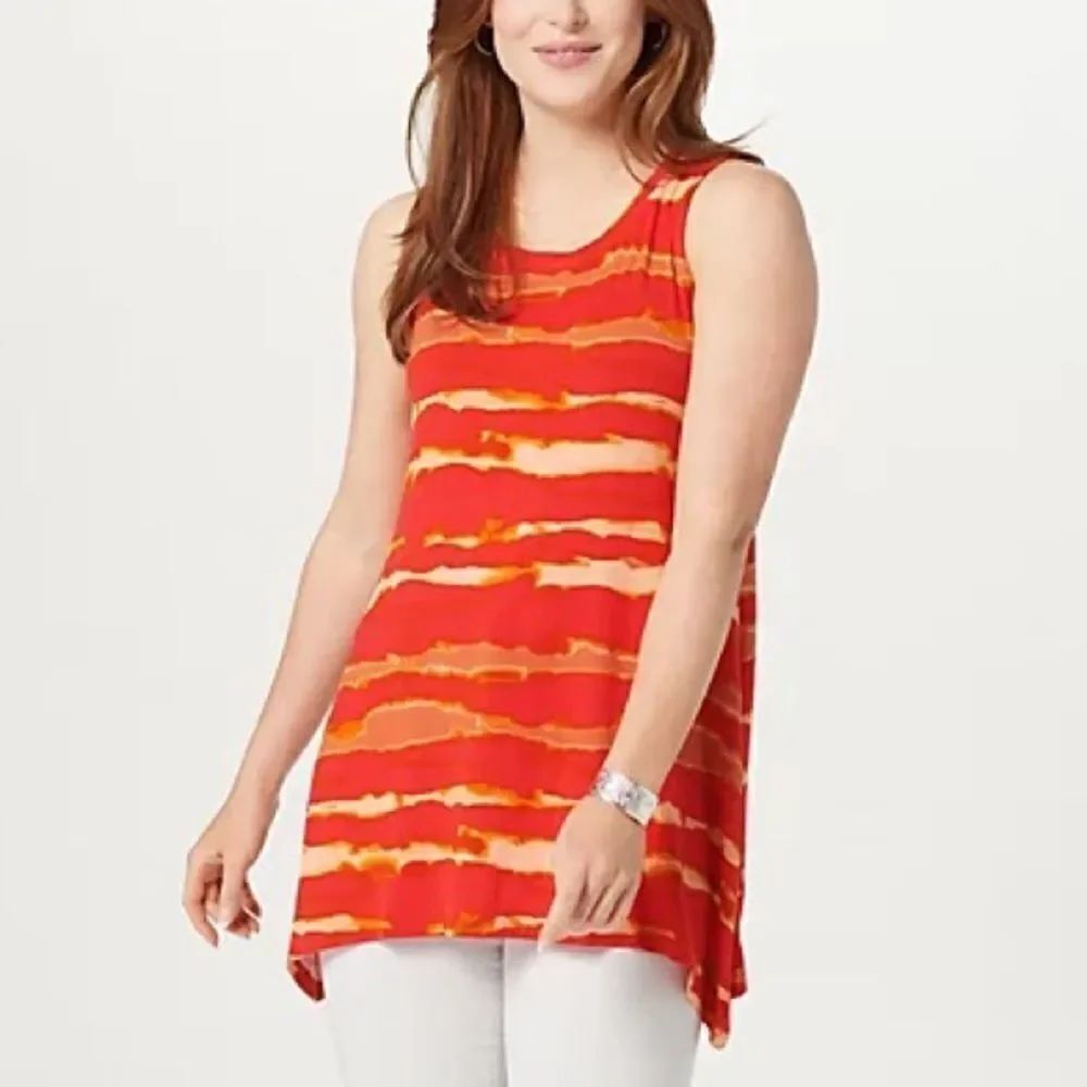 LOGO Layers by Lori Goldstein Tie-Dye Stripe Tank Top